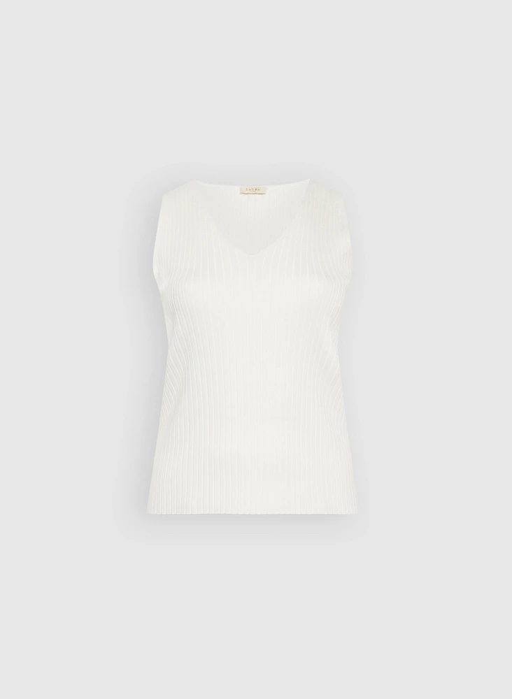 Sleeveless Ribbed Knit Sweater