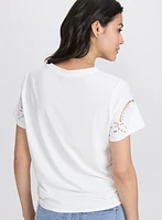 T-shirt brodé en coton extensible