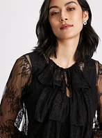 Ruffle Front Lace Blouse