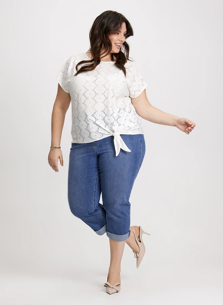 Tie-Front Top & Capris with Rolled Cuffs