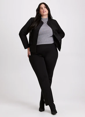 Veste boutonnée sans col et pantalon Sofia à jambe étroite