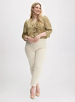 Ruffle Trim Blouse & Slim Leg Pants