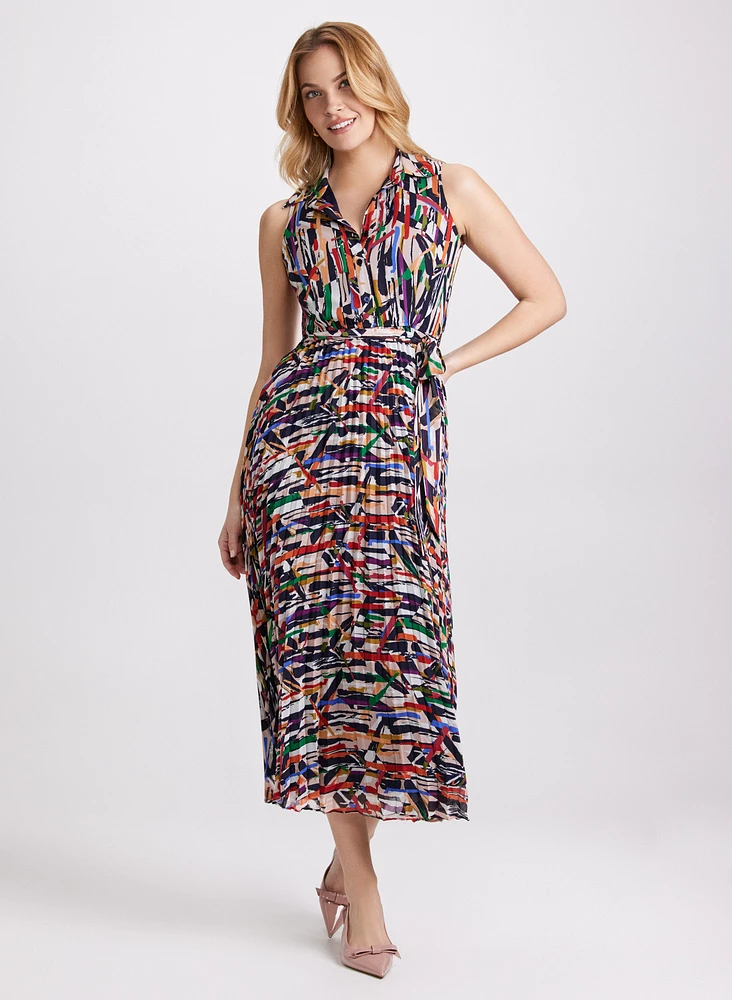 Abstract Plissé Dress