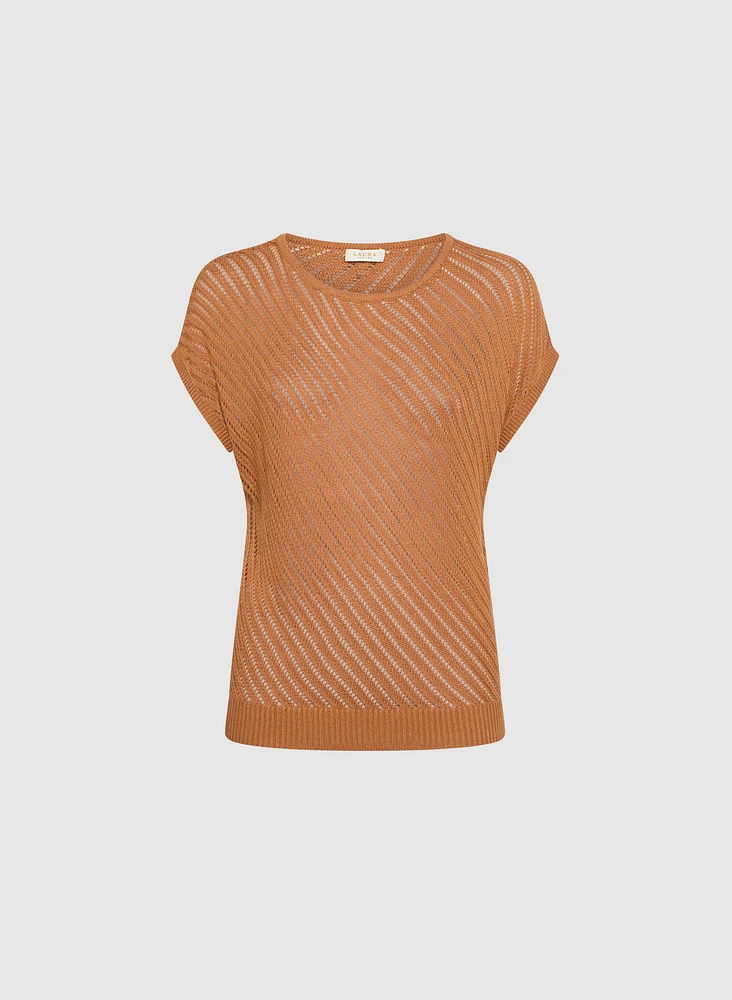 Pull manches capes en tricot ajour