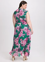 Robe florale à volants en cascade