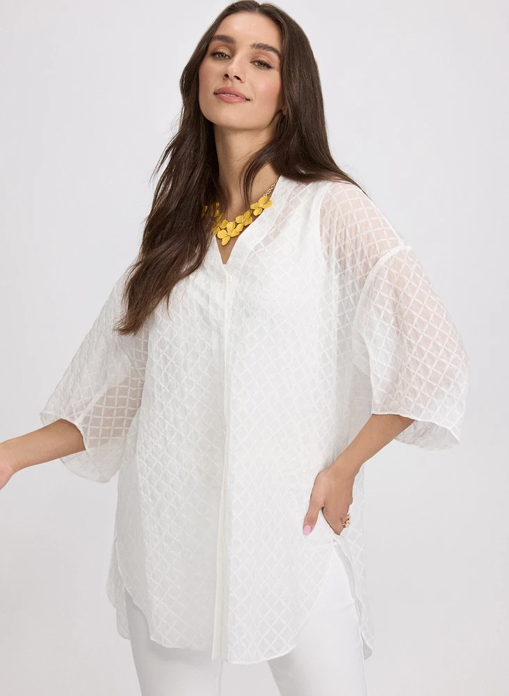 Blouse en coton à motif carreauté