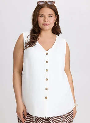 Sleeveless Button-Down Blouse