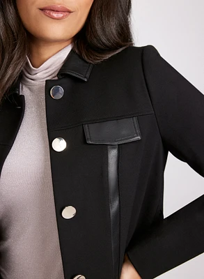 Vegan Leather Detail Cropped Jacket