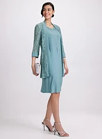 Lace Jacket & Jersey Dress Set