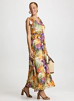 Robe maxi à motif tropical