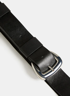 Double Buckle Vegan Leather Belt