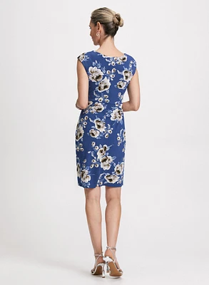 Floral Print Asymmetric Neck Dress