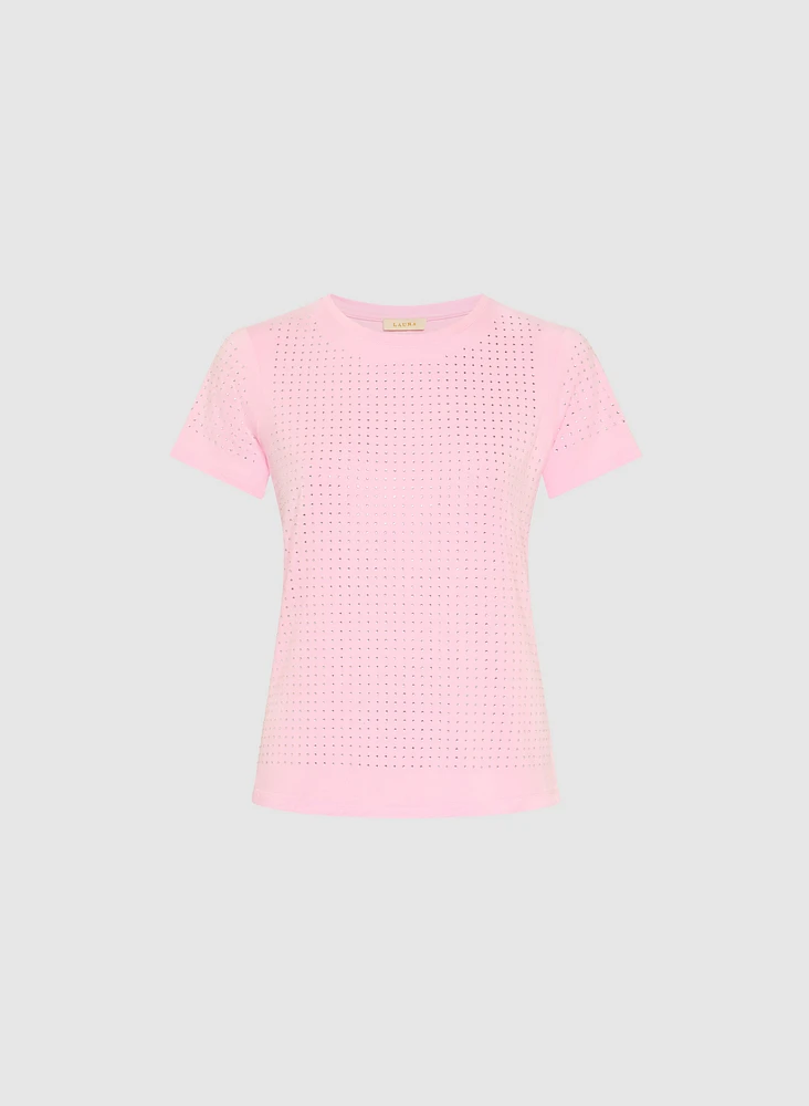 T-shirt à détail de pierres
