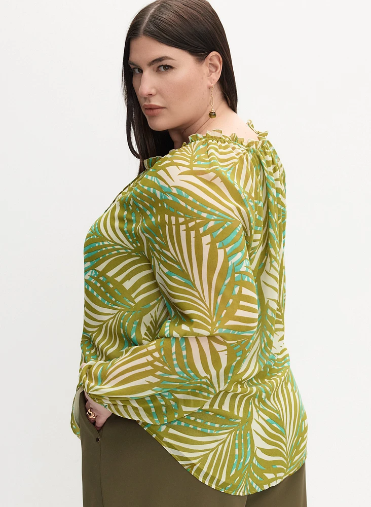 Melanie Lyne - Frilled Palm Print Blouse