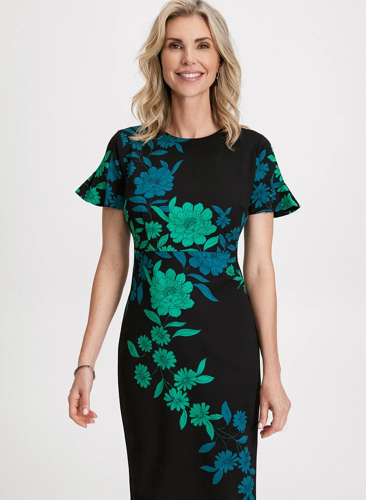 Flutter Sleeve Floral Print Dress