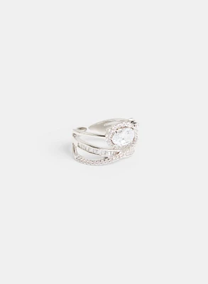 Cubic Zirconia Stacked Cocktail Ring