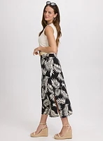 Leaf Print Midi Skirt