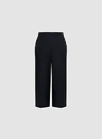 Wide Leg Linen-Blend Capris