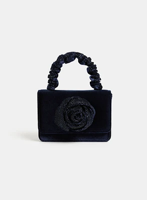 Pochette de soirée en velours à rosette