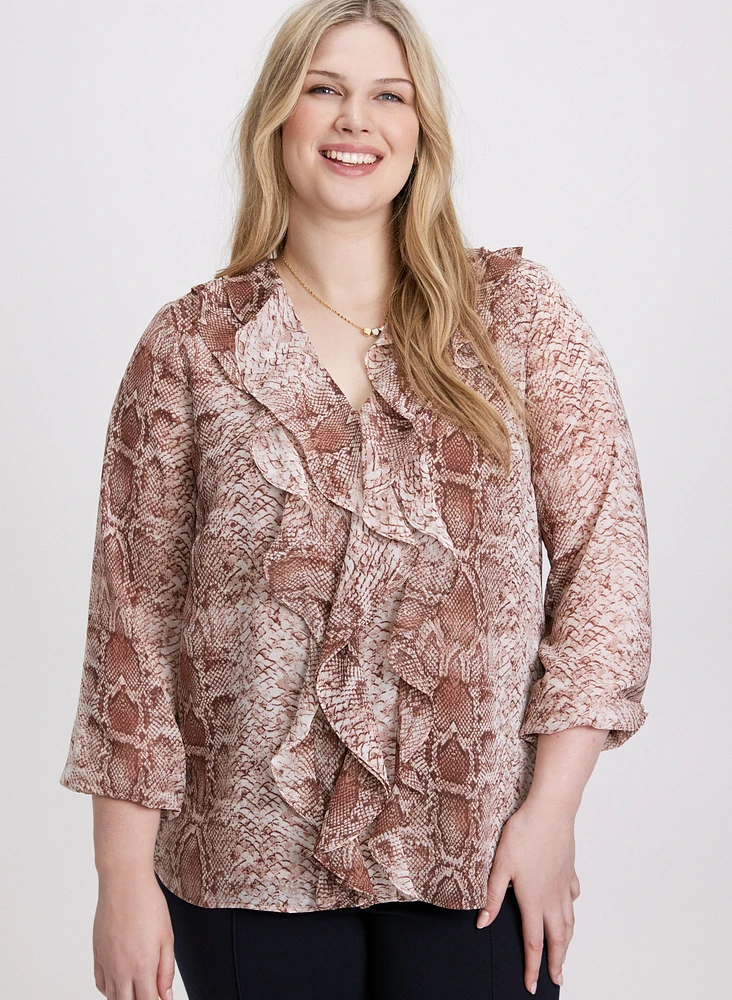 Snake Print Chiffon Blouse