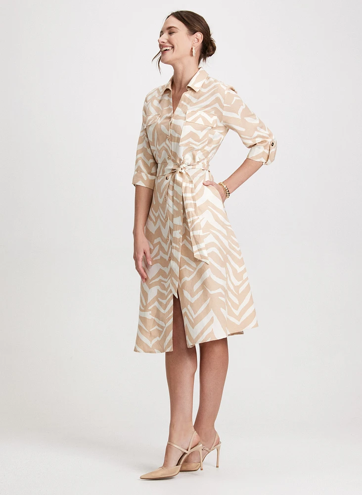 Robe boutonnée en mélange de lin