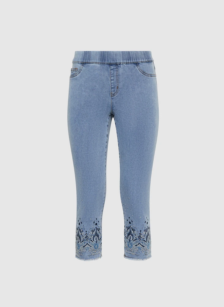 Embellished Denim Capris