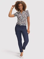 Paisley Print Short Sleeve Top & Cargo Jeans