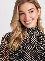 Dotted Mock Neck Top