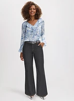 Animal Print Blouse & Flare Leg Jeans