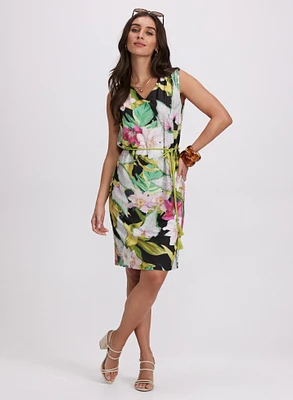 Robe florale à ceinture torsadée