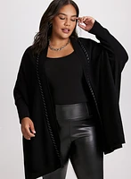 Cardigan à bordure en cuir végane