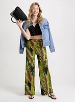 Cargo Pocket Denim Jacket & Palm Print Pants