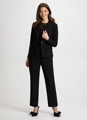 Buttoned Blazer & Slim Leg Pants