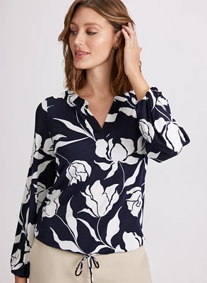 Blouse à motif floral et taille nouée