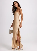 Metallic Halter Neck Dress