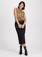 Zebra Print Mock Neck Top