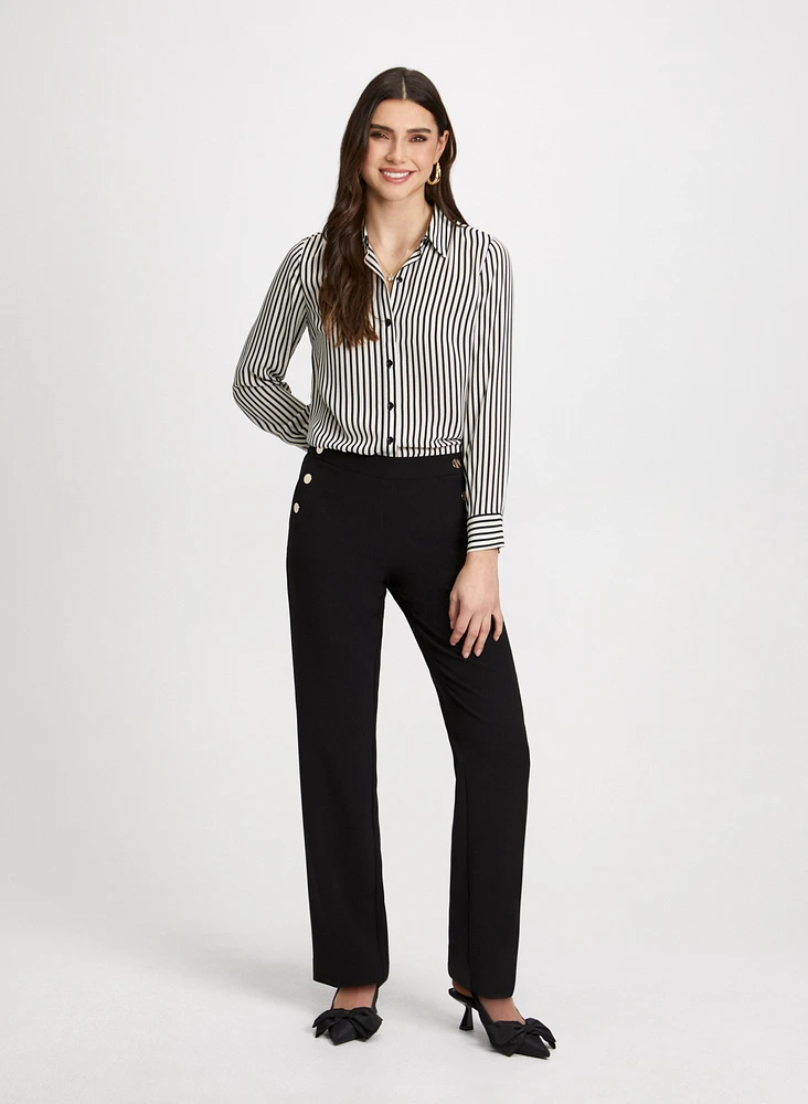 Stripe Print Shirt & Straight Leg Pants