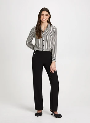 Stripe Print Shirt & Straight Leg Pants