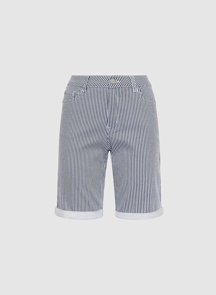 Striped Jean Shorts