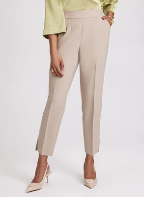 Pleated Slim-Leg Pants