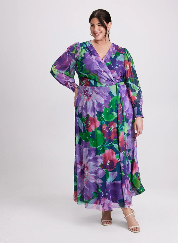 Robe maxi à motif floral abstrait