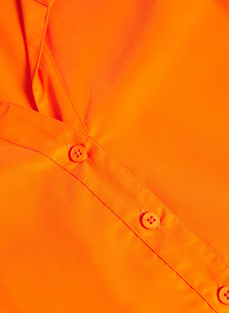 Cotton-Blend Puff-Sleeve Blouse