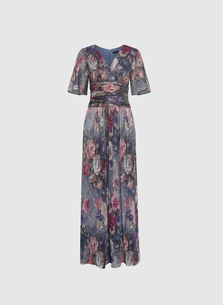 Robe florale métallique