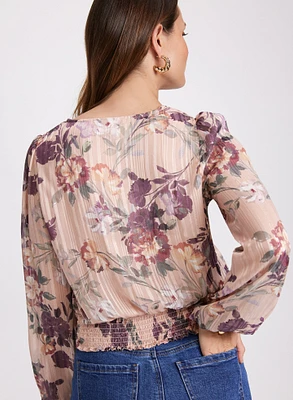 Floral Pleated Hem Blouse