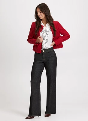 Bouclé Jacket & Flare Leg Jeans