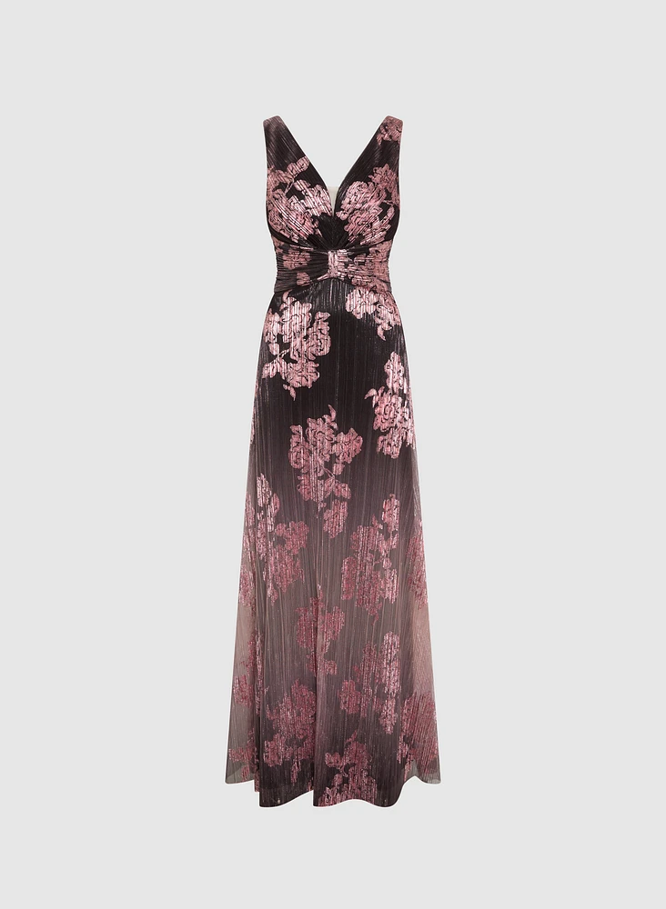 Robe florale plissée