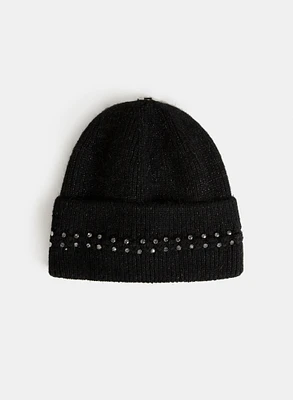 Gem Detail Removable Pompom Tuque