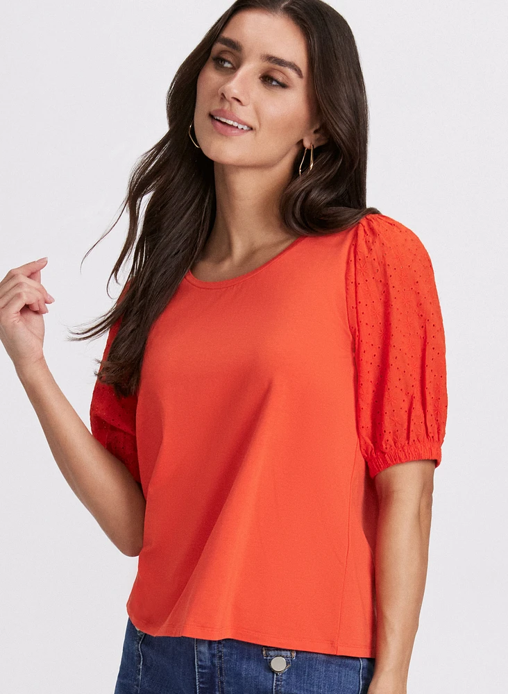 Eyelet Sleeve T-Shirt