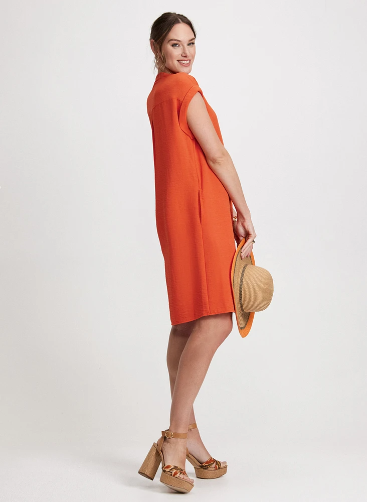 Short Crepe V-Neck Dress