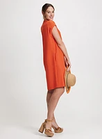 Short Crepe V-Neck Dress
